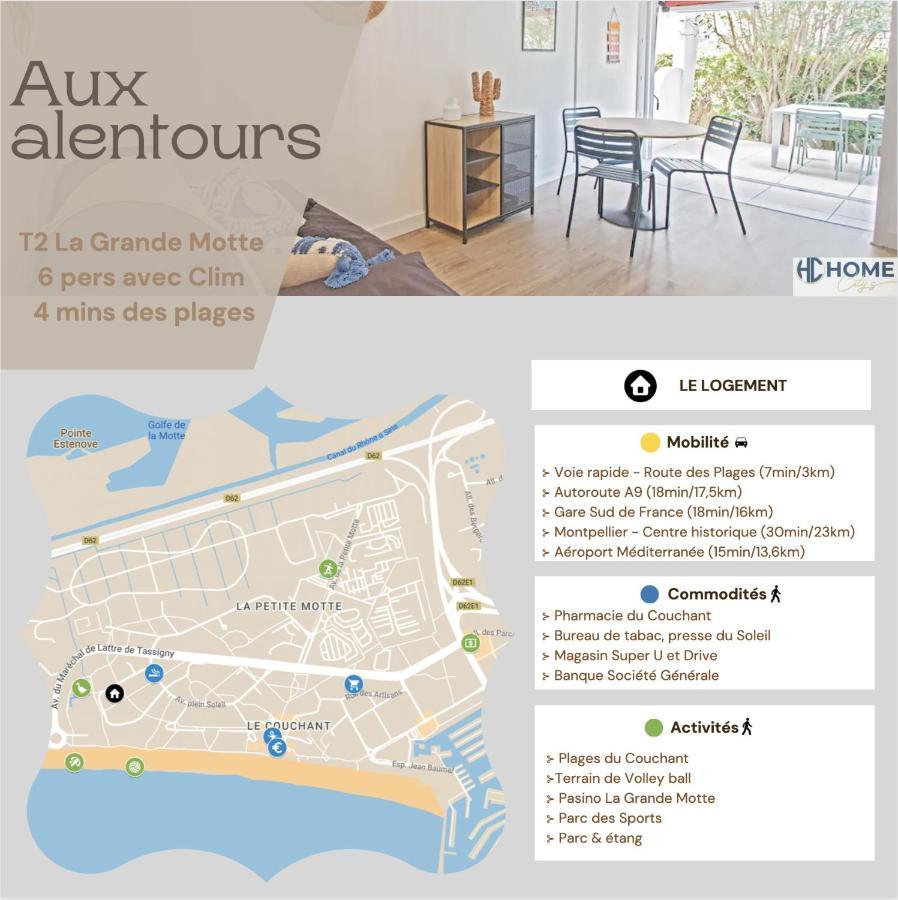 Motte Du Couchant, 6 Personnes, 4 Min De La Plage, Parking, Climatisation Ла-Гранд-Мотт Екстер'єр фото